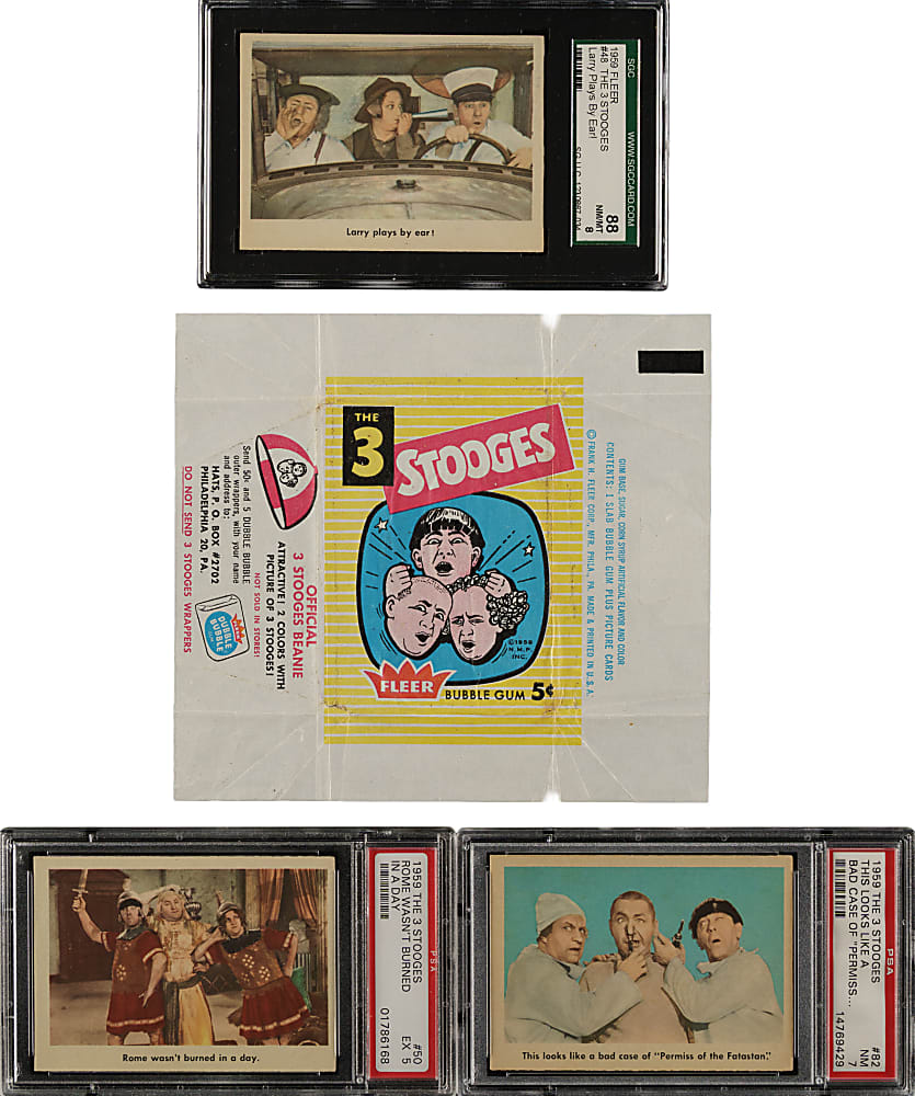 1959 Fleer "The Three Stooges" Complete Set (96) Plus Wrapper