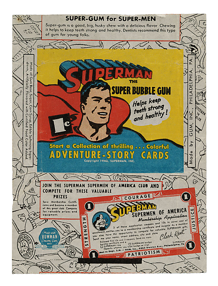 1940 R145 Gum, Inc. "Superman" Near-Complete Set (58/72) Including 21 Graded Cards Plus Wrapper