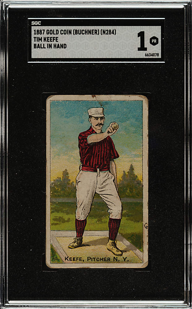 1887 N284 Buchner Gold Coin Tim Keefe Ball in Hand SGC POOR 1