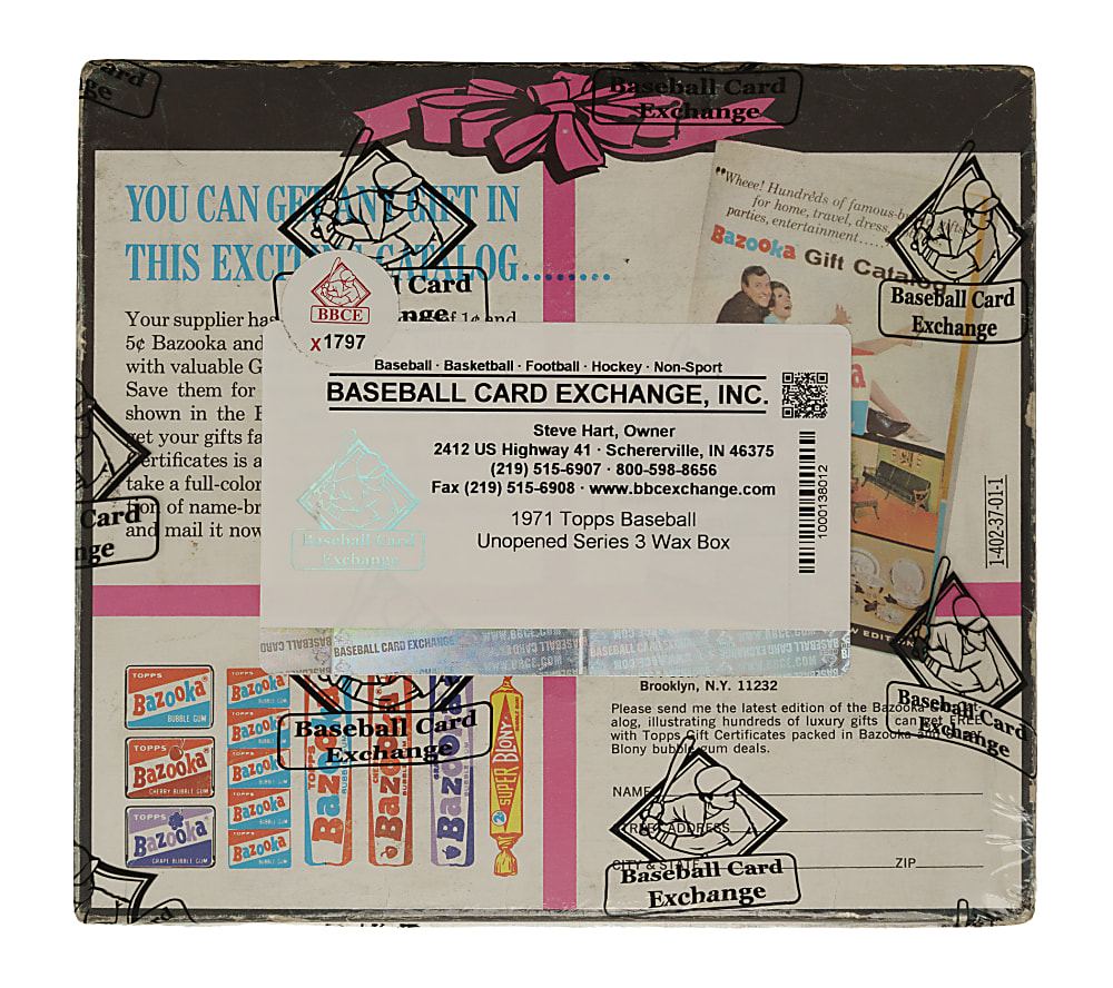 Extremely Rare 1971 Topps Third Series Unopened Wax Box (24 Packs) - BBCE
