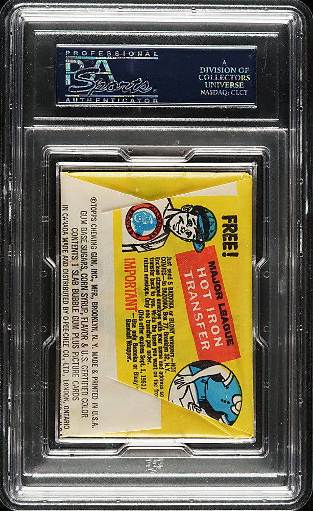 1960 Topps Second Series Unopened Five-Cent Wax Pack PSA NM-MT 8
