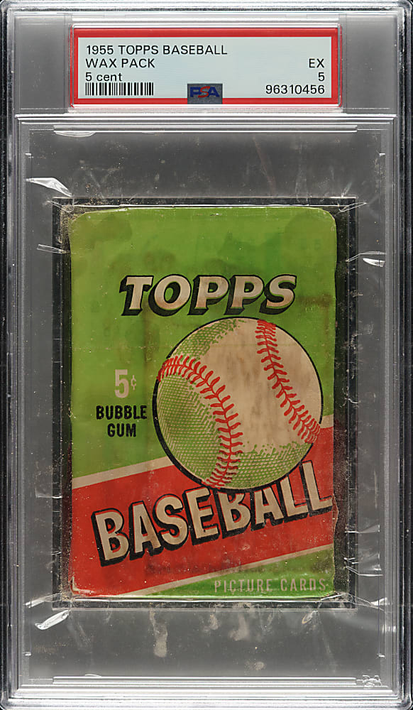 1955 Topps Unopened Five-Cent Wax Pack PSA EX 5