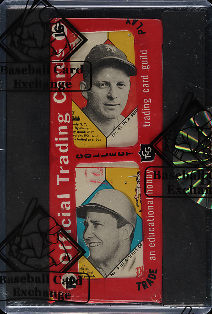 1951 Topps Red Backs Panel Unopened Cello Pack - BBCE - Mickey Cochrane's 1951 Connie Mack's All-Stars Showing on Back