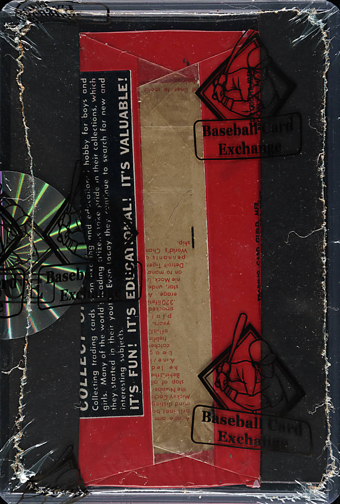 1951 Topps Red Backs Panel Unopened Cello Pack - BBCE - Mickey Cochrane's 1951 Connie Mack's All-Stars Showing on Back