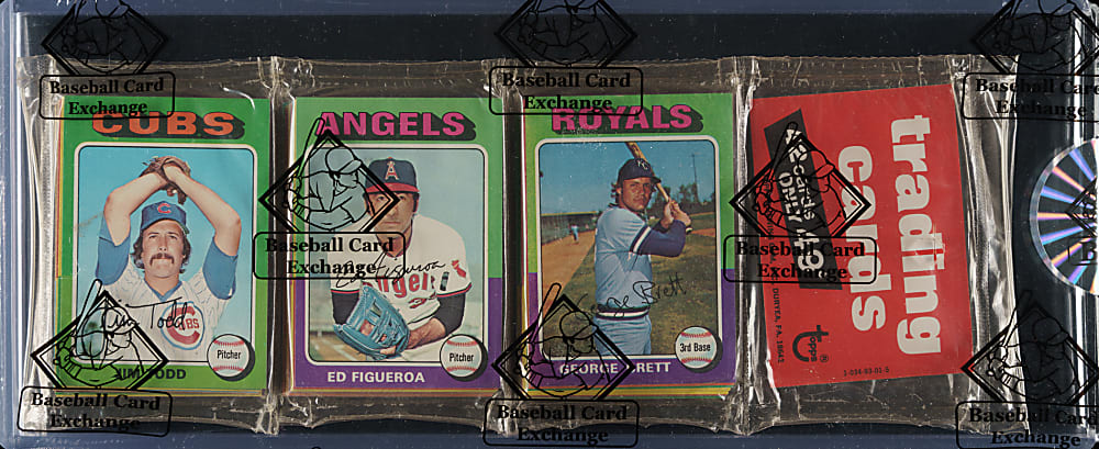 1975 Topps Unopened Rack Pack - George Brett Rookie on Top - BBCE