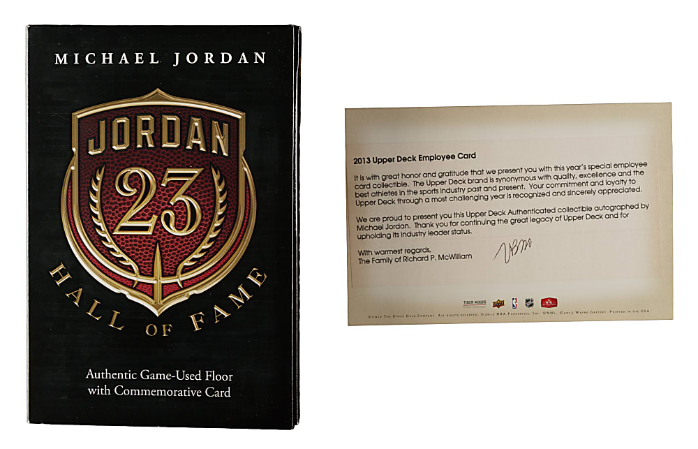 2009-2010 Upper Deck Hall of Fame Autograph Basketball #HOF09 Michael Jordan PSA MINT 9 Plus Game-Used Floor in Original Box