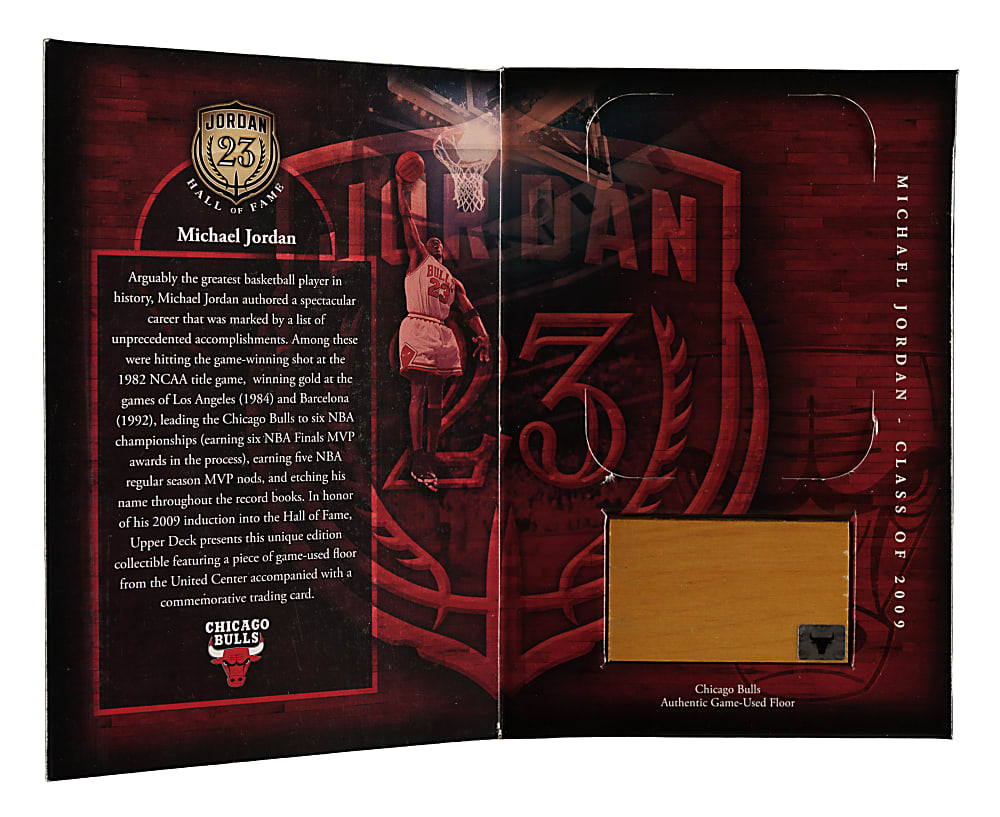 2009-2010 Upper Deck Hall of Fame Autograph Basketball #HOF09 Michael Jordan PSA MINT 9 Plus Game-Used Floor in Original Box