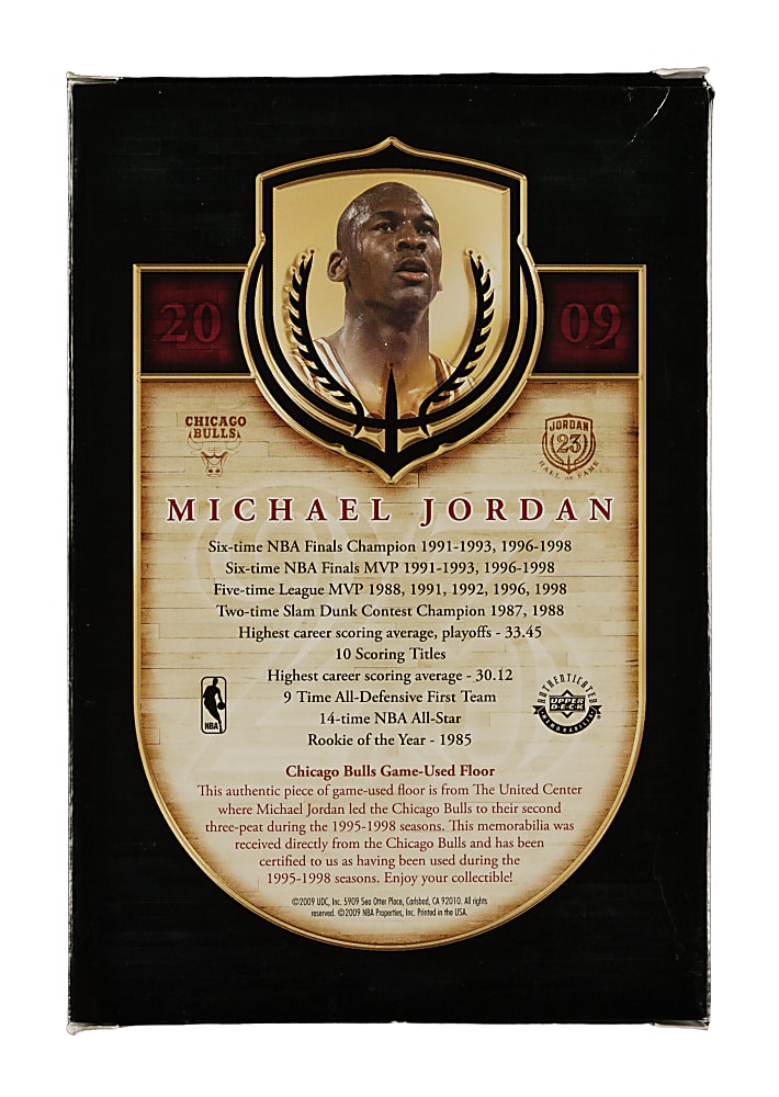 2009-2010 Upper Deck Hall of Fame Autograph Basketball #HOF09 Michael Jordan PSA MINT 9 Plus Game-Used Floor in Original Box