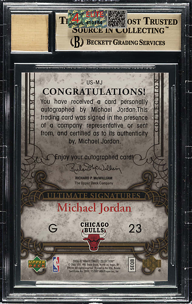 2006-2007 Upper Deck Ultimate Collection Ultimate Signatures #US-MJ Michael Jordan BGS GEM MINT 9.5 with GEM 10 Signature