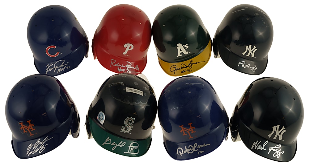 Hall of Famers and Stars Signed Mini Helmet Collection (17) Including Gary Carter, Mariano Rivera, and Nolan Ryan