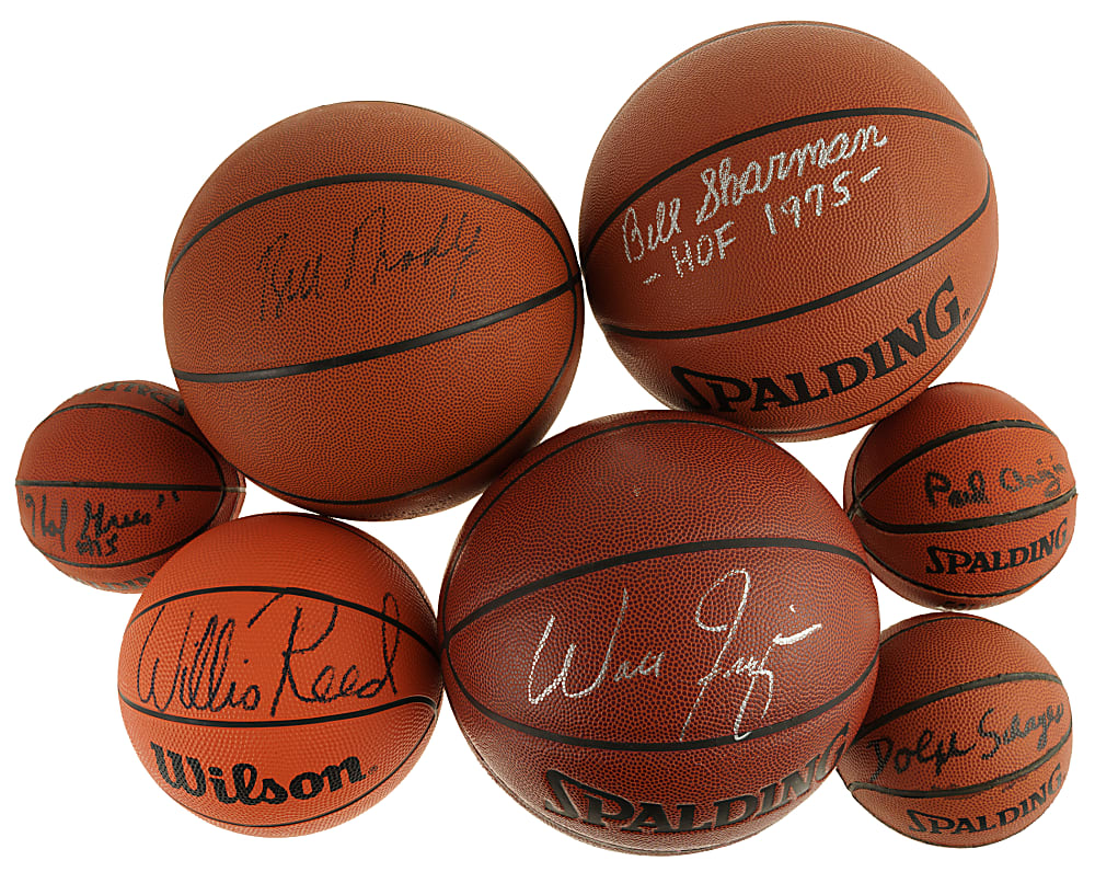 NBA Hall of Famers Single-Signed Miniature Basketball Collection (12) Including George Mikan and Shaquille O'Neal