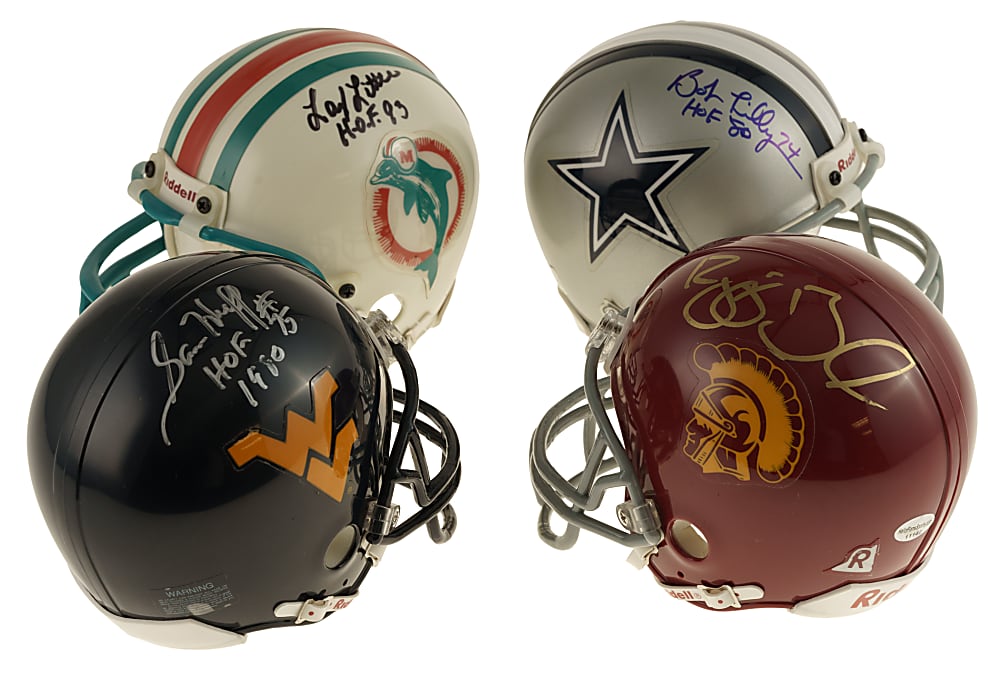 NFL Football Hall of Famers and Stars Signed Mini Helmet Collection (23) with Added Inscriptions