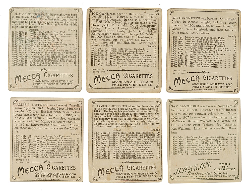 Circa 1910 T218 Mecca "Champion Athletes and Prize Fighters" Partial Set (114/153) Including 46 Boxers
