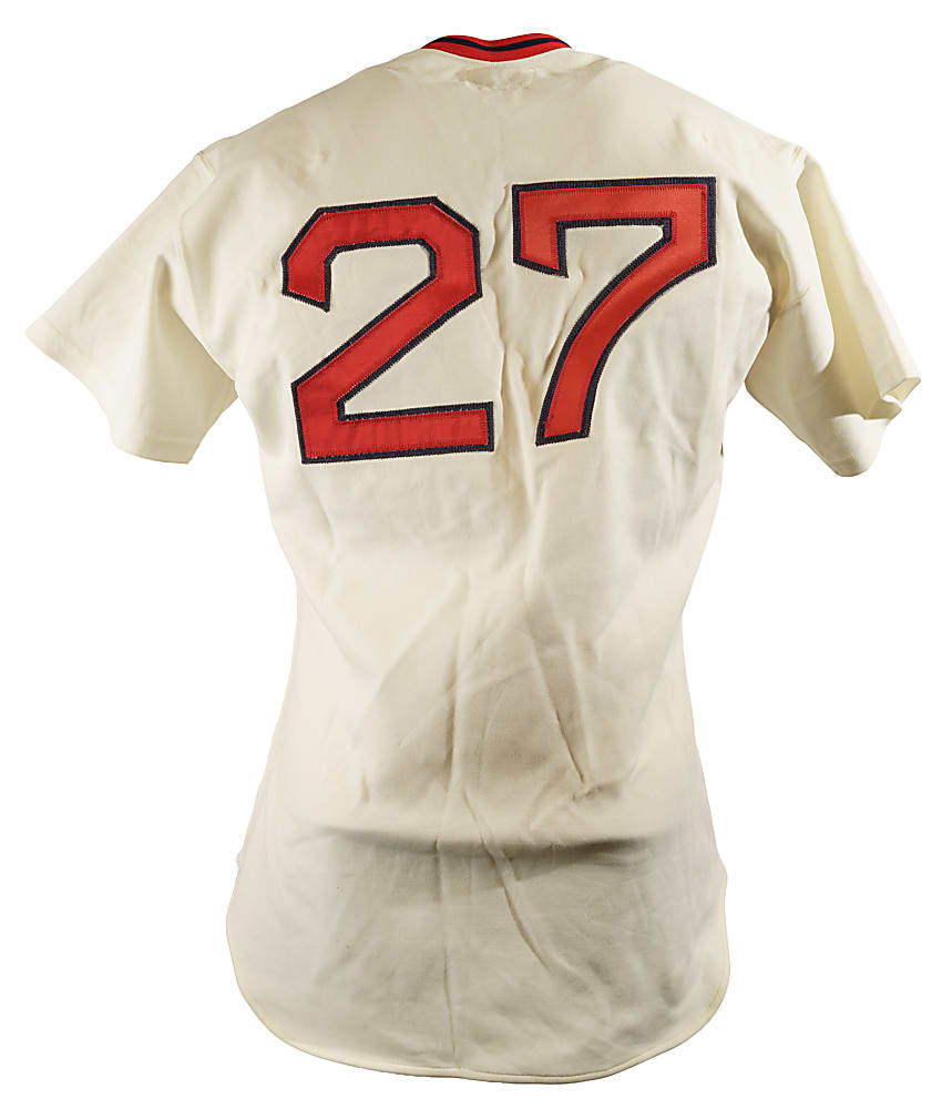 1977 Carlton Fisk Boston Red Sox Game-Used Home Jersey MEARS A8