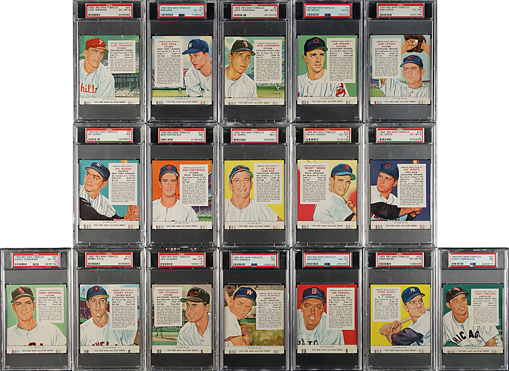 1955 Red Man Tobacco Complete Set with Tabs (50): #7 PSA Set Registry!