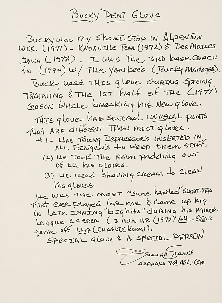 1974 Bucky Dent Chicago White Sox Signed Game-Used Glove - PSA/DNA - New York Yankees Coach's Provenance