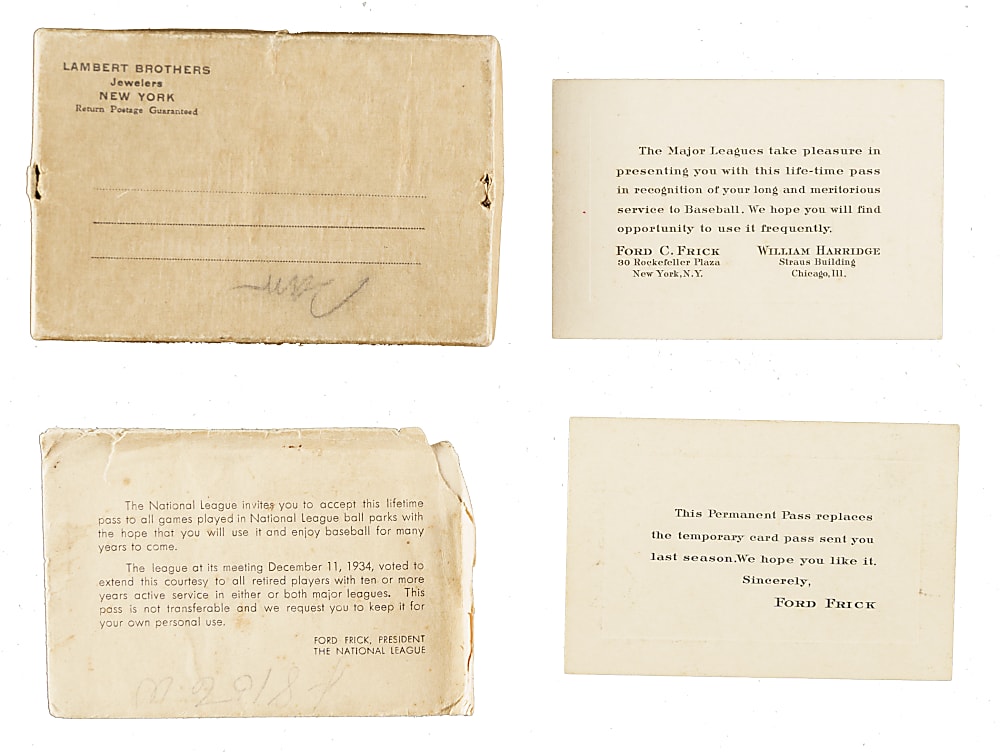 Ivey Wingo Major League Lifetime Silver Pass with Original Presentation Box - Direct Family Provenance!