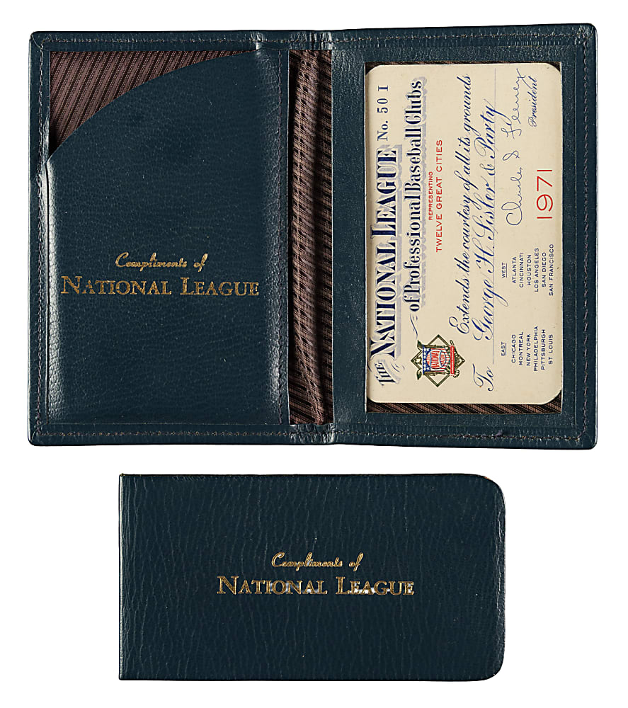 1971 George Sisler National League Season Pass in Original Presentation Wallet