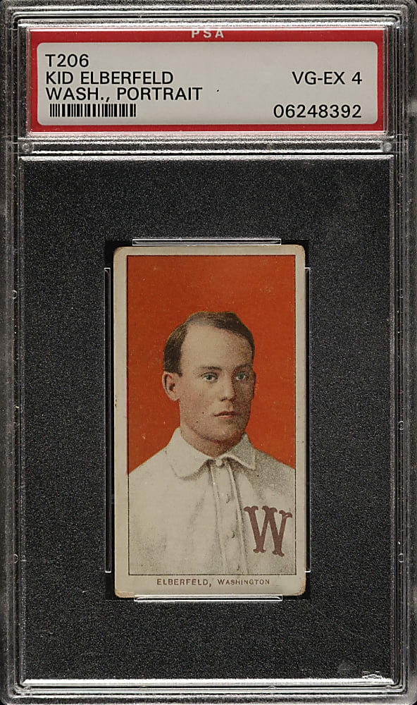 1909-1911 T206 White Border Kid Elberfeld Washington, Portrait PSA VG-EX 4
