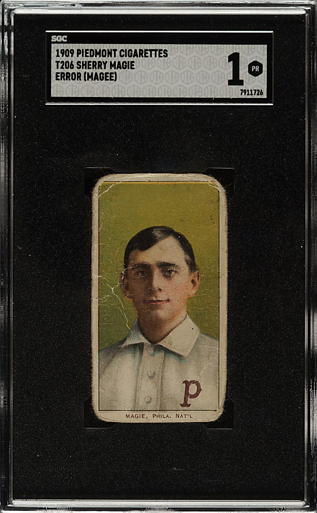 1909-1911 T206 White Border Sherry Magie - Error SGC POOR 1