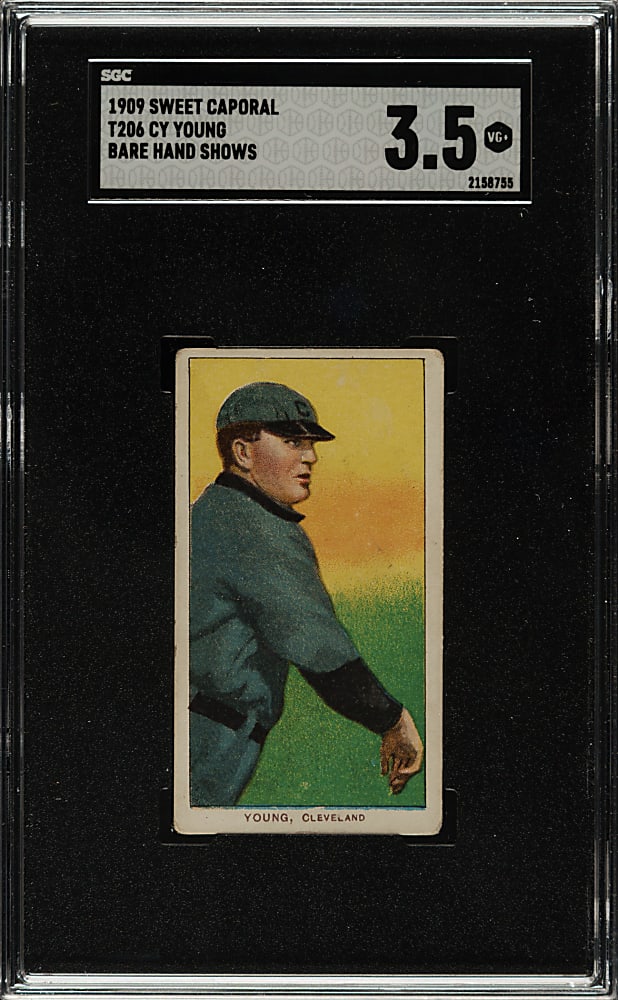 1909-1911 T206 White Border Cy Young Bare Hand Shows SGC VG+ 3.5