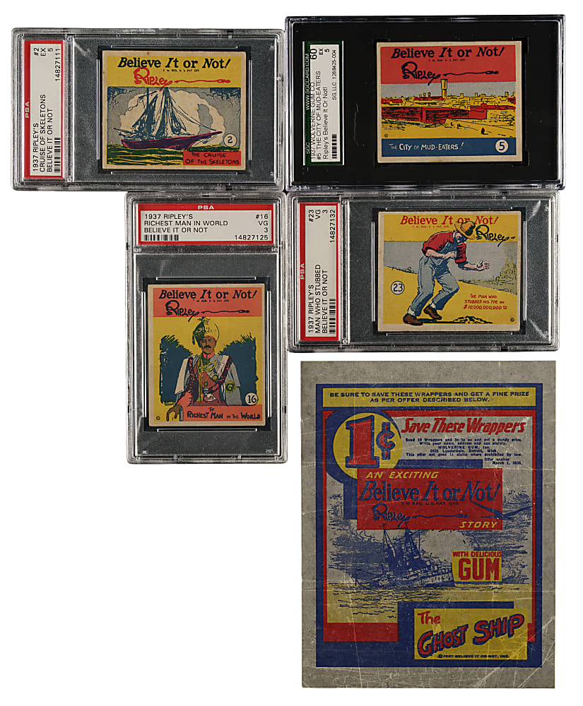 1937 R21 "Ripley's Believe It or Not" Complete Low-Number Set (24) Plus 10 High-Numbers and Wrapper