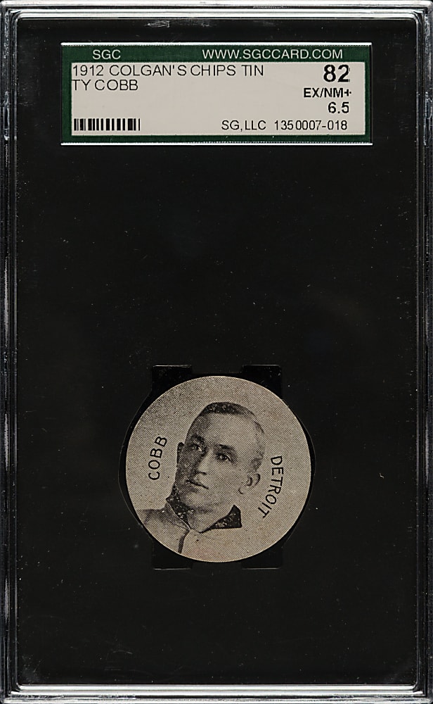 Extremely Rare 1912-1913 E270-2 Colgan's Chips "Tin Tops" Ty Cobb SGC EX/NM+ 82