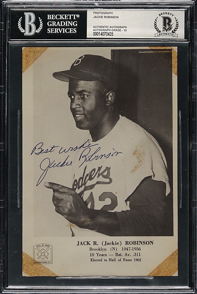 Signed 1963 Hall of Fame Picture Pack Jackie Robinson - Beckett GEM MINT 10 Signature