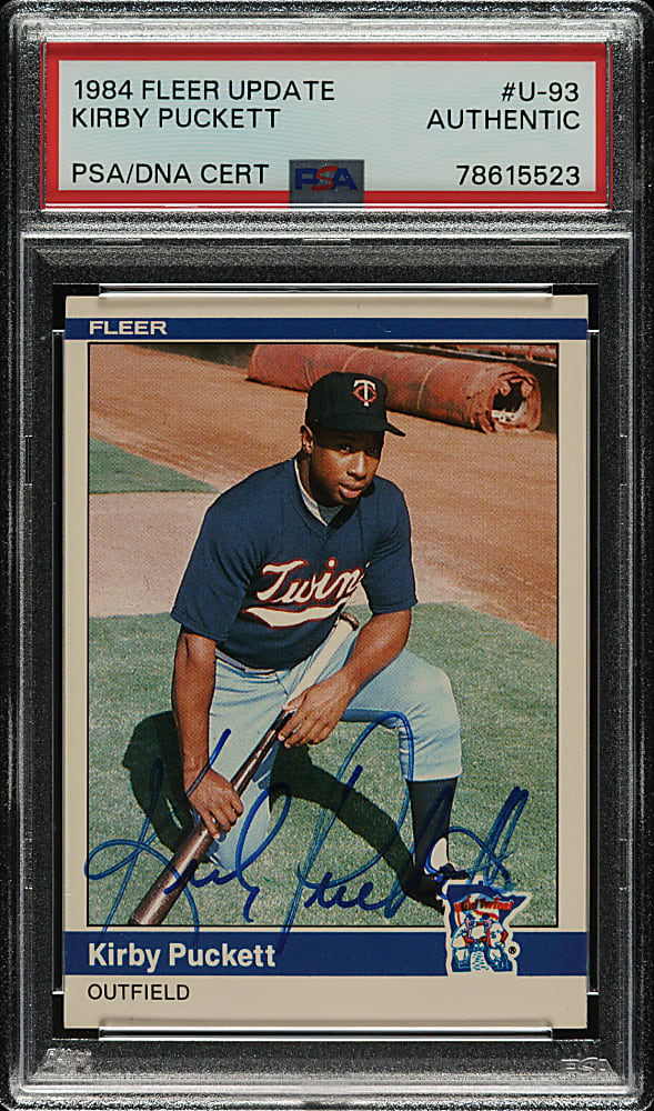 Signed 1984 Fleer Update #U-93 Kirby Puckett Rookie - PSA/DNA