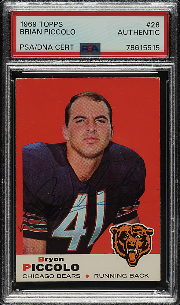Signed 1969 Topps Football #26 Brian Piccolo Rookie - PSA/DNA