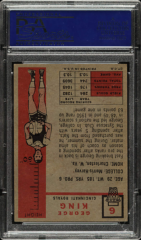 1957-1958 Topps Basketball #6 George King PSA NM-MT 8