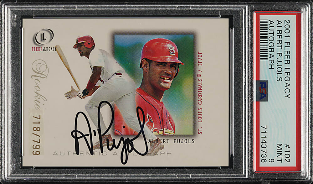 2001 Fleer Legacy Autographs #102 Albert Pujols Rookie #718/799 PSA MINT 9