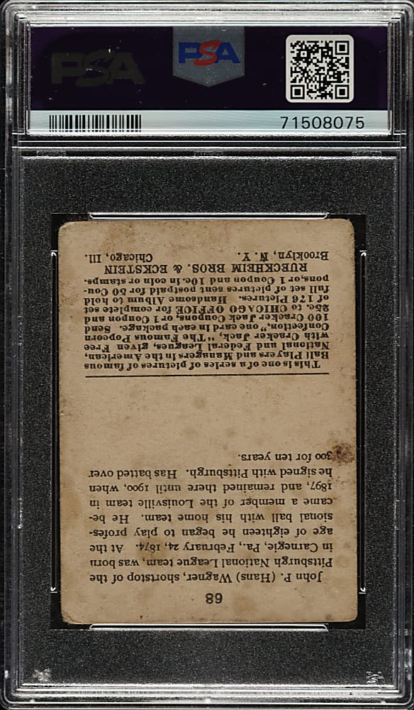 1915 E145 Cracker Jack #68 Honus Wagner PSA FAIR 1.5