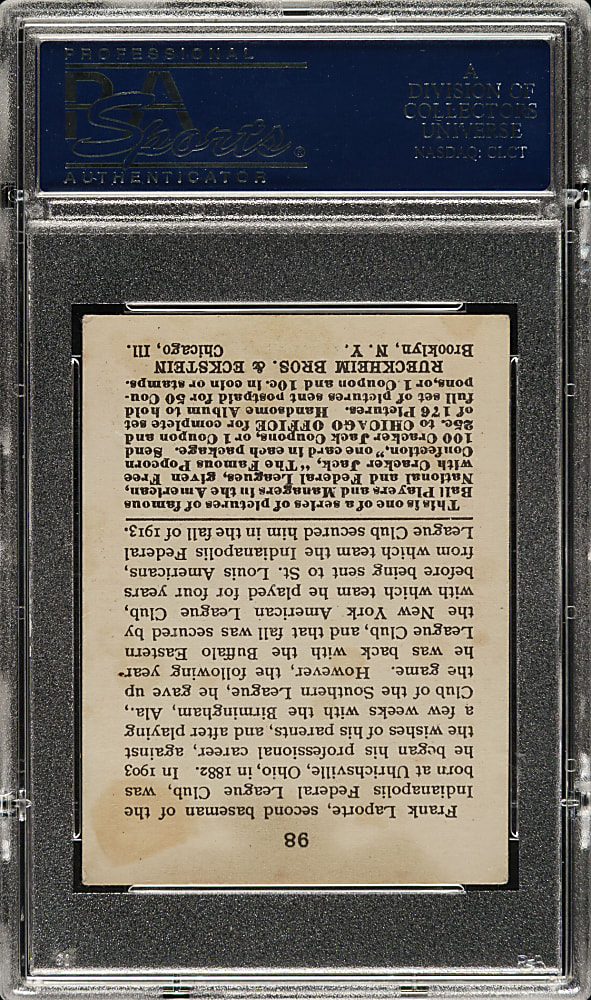 1915 E145 Cracker Jack #98 Frank LaPorte PSA VG-EX 4