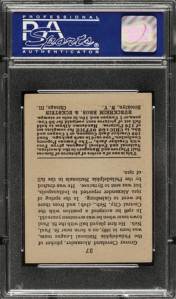 1915 E145 Cracker Jack #37 Grover Alexander PSA EX 5 (MK)