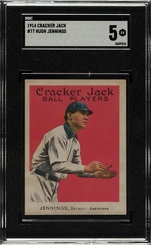1914 E145 Cracker Jack #77 Hughie Jennings SGC EX 5