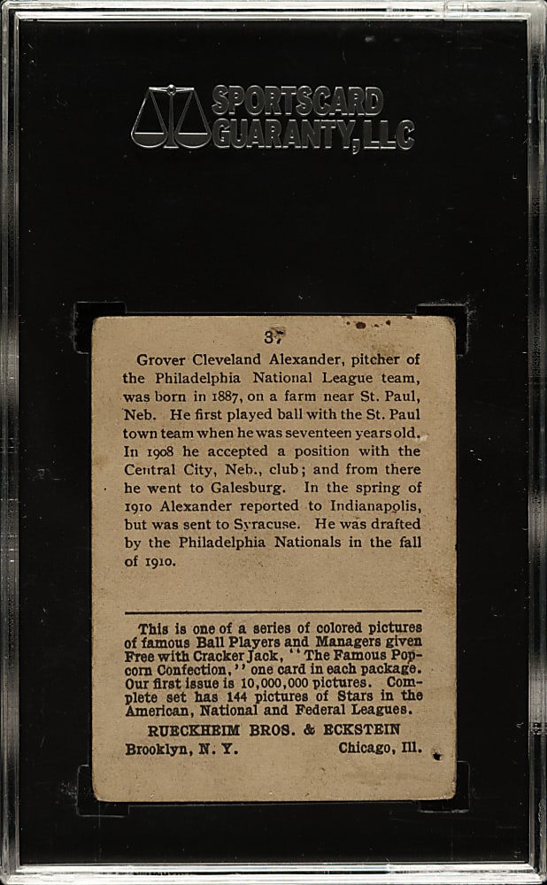 1914 E145 Cracker Jack #37 Grover Alexander SGC POOR 10