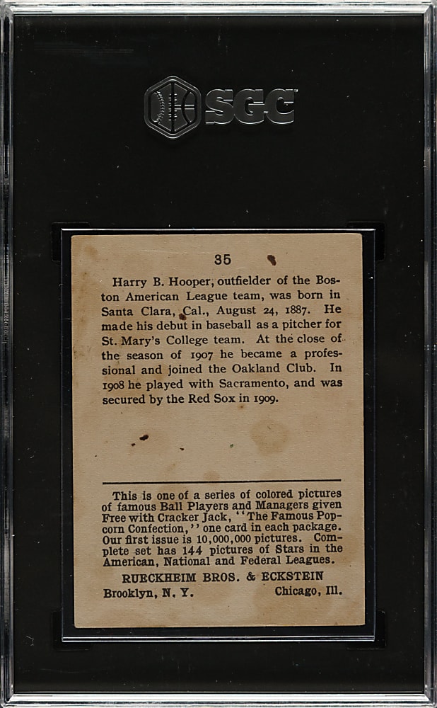 1914 E145 Cracker Jack #35 Harry Hooper SGC VG/EX 4