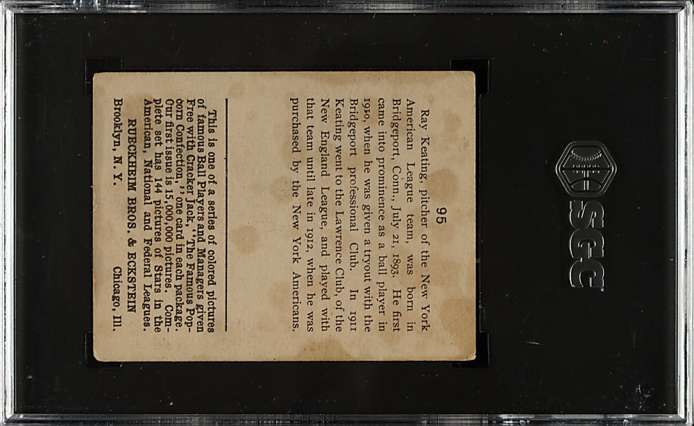 1914 E145 Cracker Jack #95 Ray Keating SGC VG 3