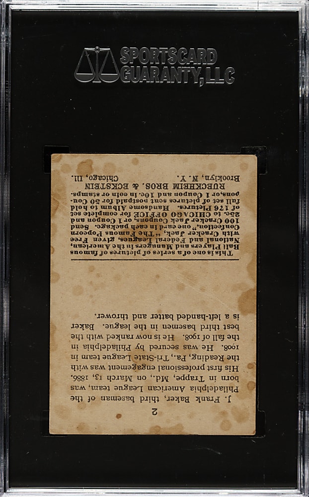 1915 E145 Cracker Jack #2 Frank Baker SGC GOOD 2