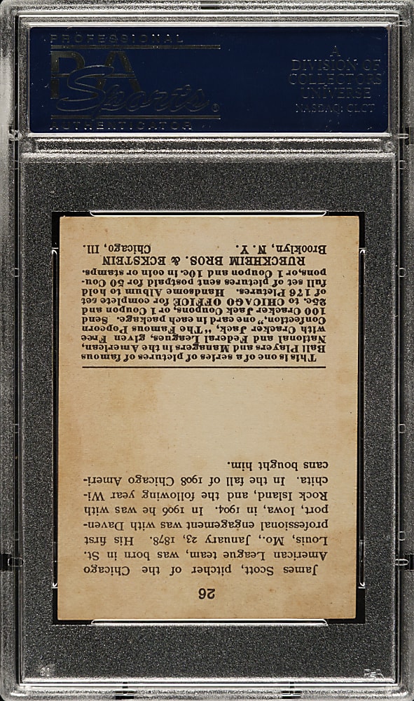 1915 E145 Cracker Jack #26 James Scott PSA VG-EX 4