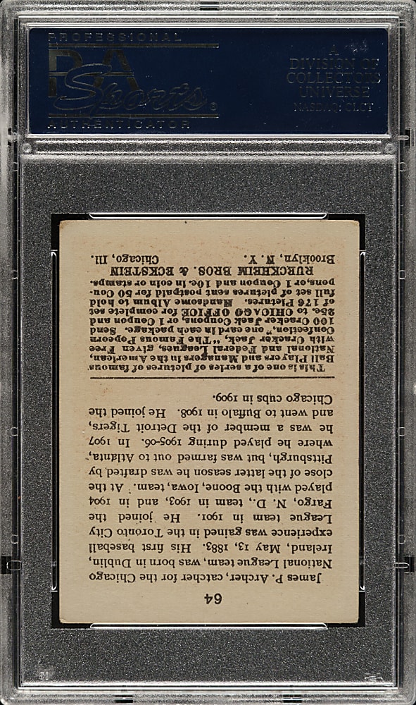 1915 E145 Cracker Jack #64 Jimmy Archer PSA EX 5