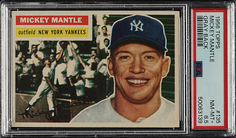 1956 Topps #135 Mickey Mantle Gray Back PSA NM-MT+ 8.5
