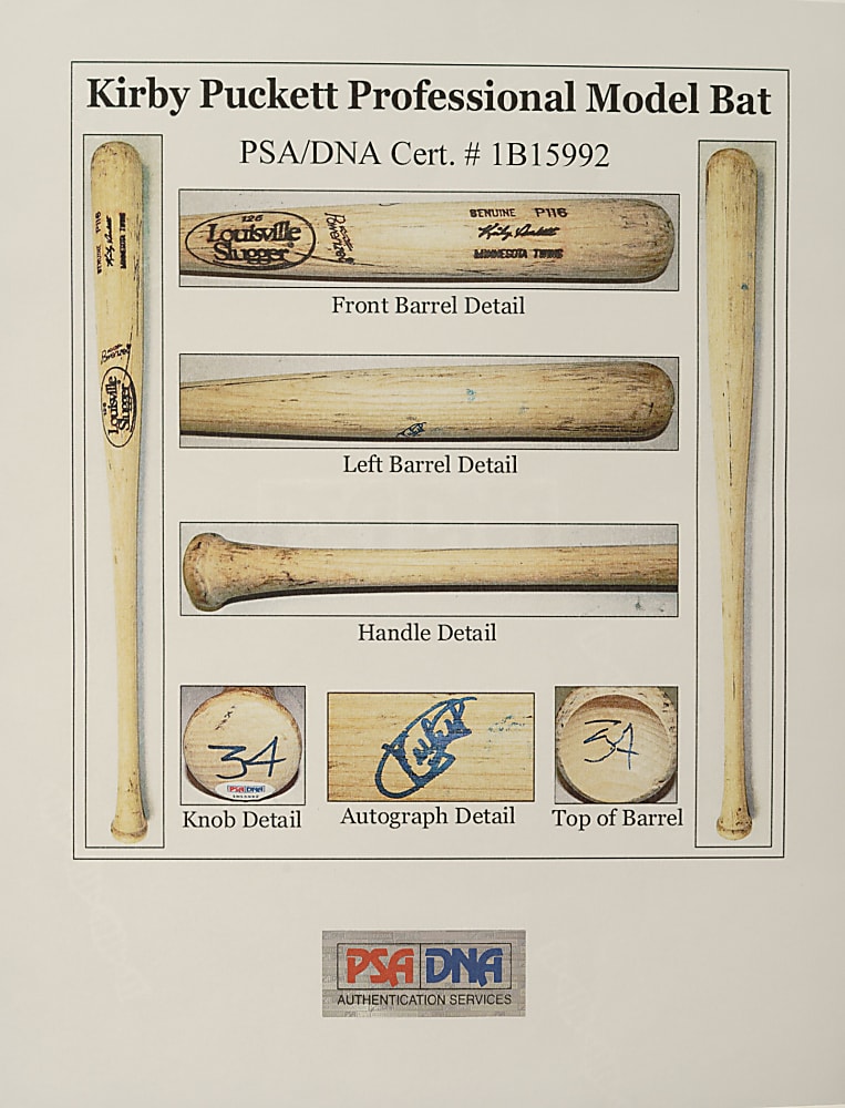 1993 Kirby Puckett Minnesota Twins Signed Game-Used Bat PSA/DNA GU 8