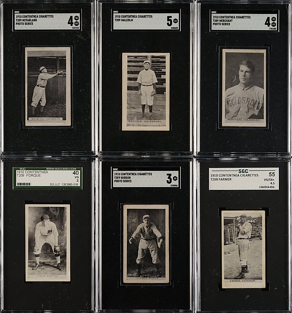 1910 T209 Contentnea Cigarettes "Photo Series" Partial Set (117/224) Including 96 SGC- and PSA-Graded Cards