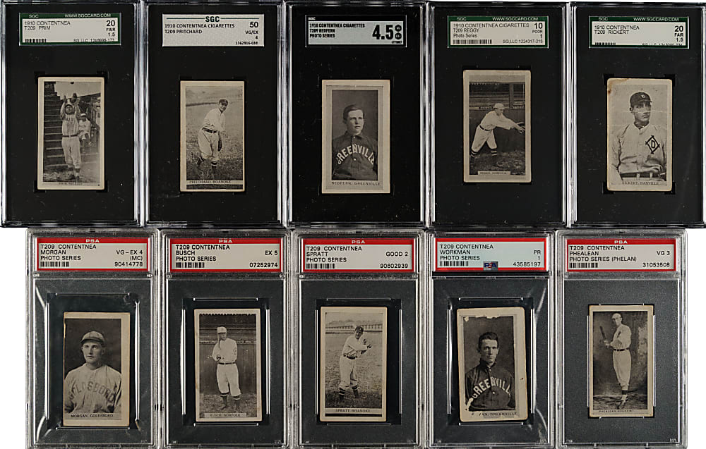 1910 T209 Contentnea Cigarettes "Photo Series" Partial Set (117/224) Including 96 SGC- and PSA-Graded Cards