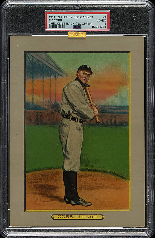 1911 T3 Turkey Red #9 Ty Cobb PSA VG-EX 4 - Rare Checklist (No Offer) Reverse - 1 of 1 - Highest Graded!