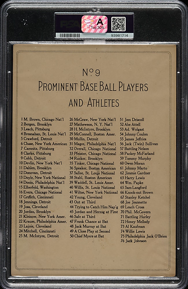 1911 T3 Turkey Red #9 Ty Cobb PSA VG-EX 4 - Rare Checklist (No Offer) Reverse - 1 of 1 - Highest Graded!