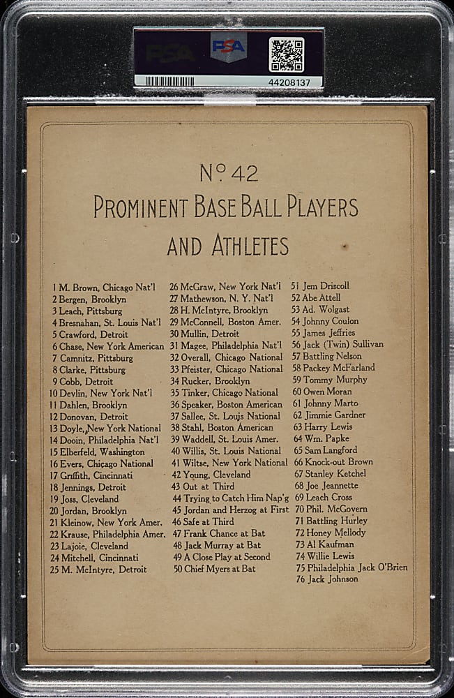 1911 T3 Turkey Red #42 Cy Young PSA VG+ 3.5 - Rare Checklist (No Offer) Reverse - 1 of 1 - Highest Graded!