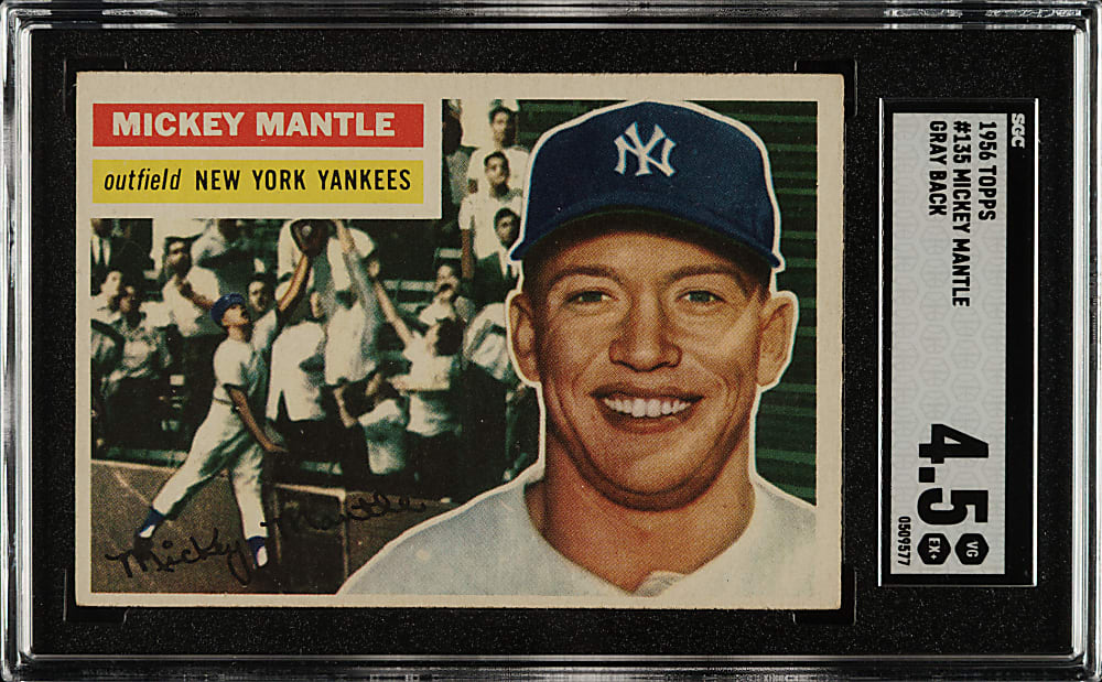 1956 Topps #135 Mickey Mantle Gray Back SGC VG/EX+ 4.5